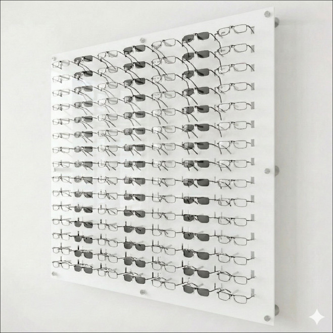 Wall-Mount Optical Display Acrylic Frame Board - 47.5 inch (H) - DWL.31.105 - Capacity: 105 Frames