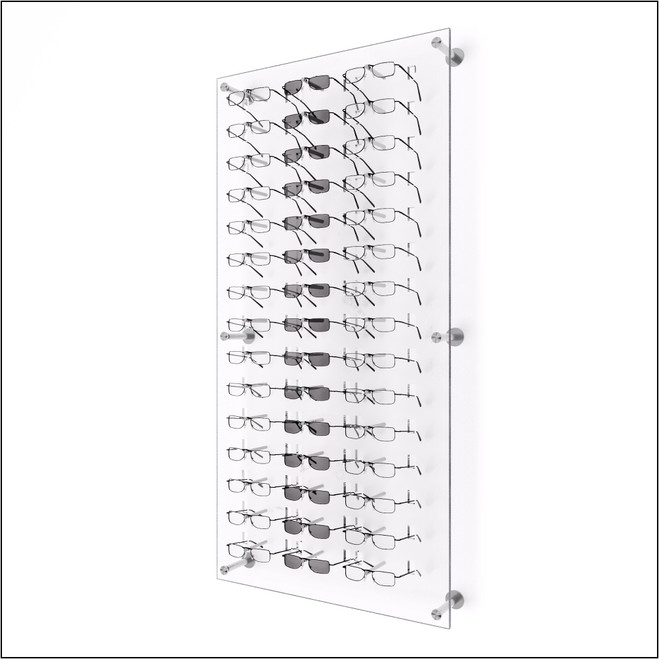 Wall-Mount Optical Display Acrylic Frame Board - 47.5 inch (H) - DWL.31.45 - Capacity: 45 Frames