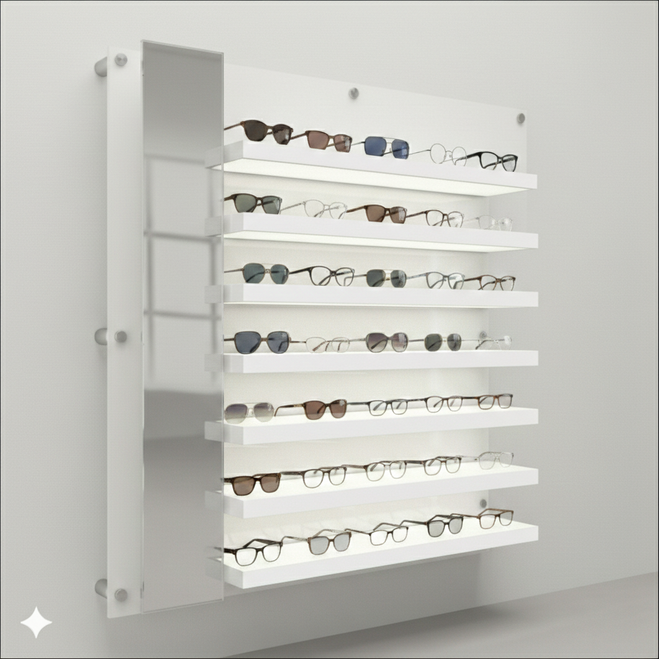 DWL31-105 Top LED  Optical Frame Display Shelves with Left Mirror