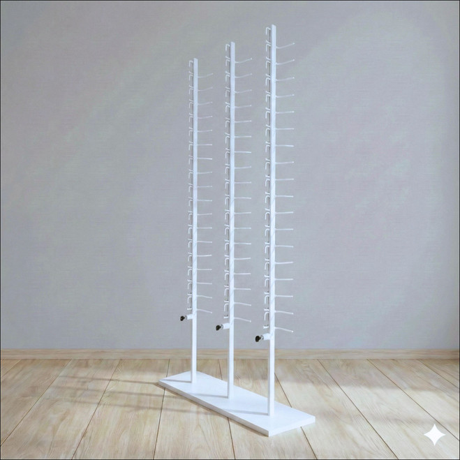 Locking Modular Floor-Top Rods and Base for 54 Optical Eyewear Frames