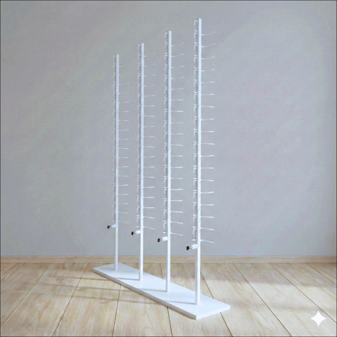 Locking Modular Floor-Top Rods and Base for 72 Optical Eyewear Frames