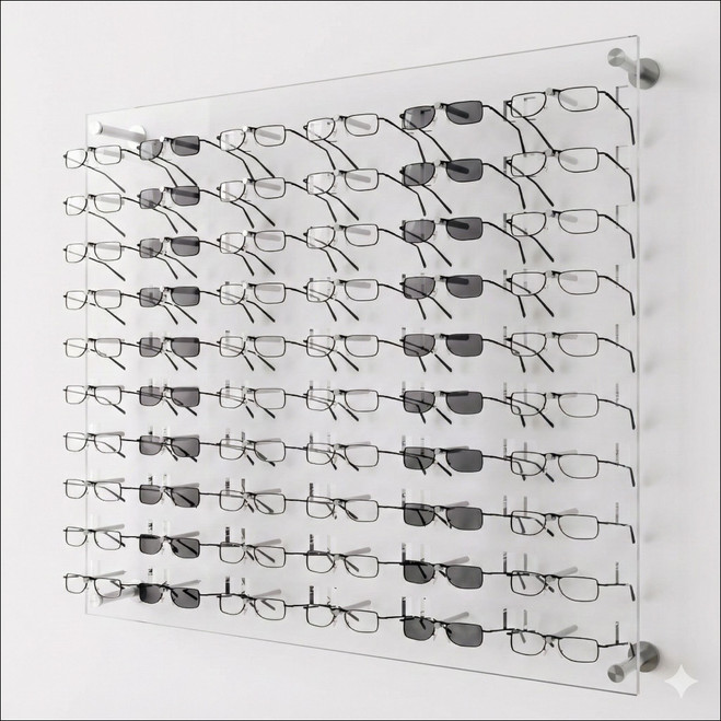 Wall Mount Optical Display Panel - Polycarbonate Pins - 31.75 inch (H) - DW.31.60 - Capacity: 60 Frames