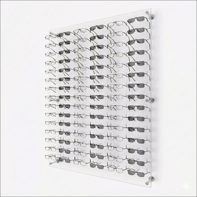 Wall Mount Optical Display Panel - Polycarbonate Pins - 47.5 inch (H) - DWL.31.90 - Capacity: 90 Frames