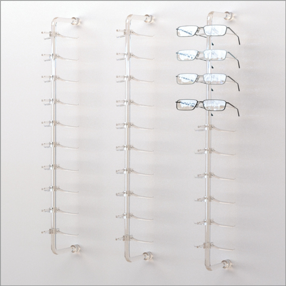 DWYR Acrylic Wall mount Eyewear & Optical Display Rod W/10, 12 or 14