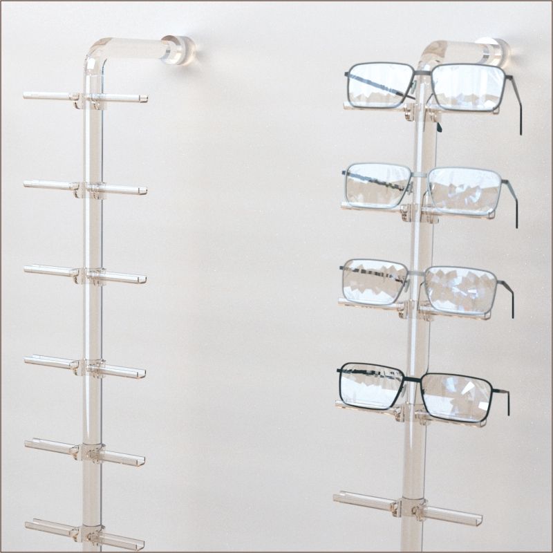 Eyeglass Holders: White PVC with Acrylic Door, 7 Shelves, 7W x 24
