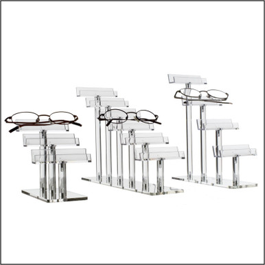 ST346.3 - Set of Three Clear Acrylic Step Optical Frame & Eyewear Risers