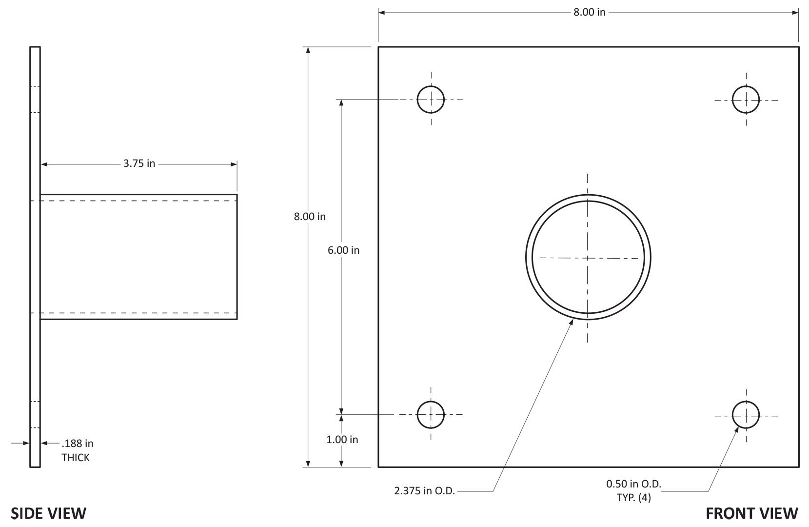 Wall Mount Tenon Extension-10078