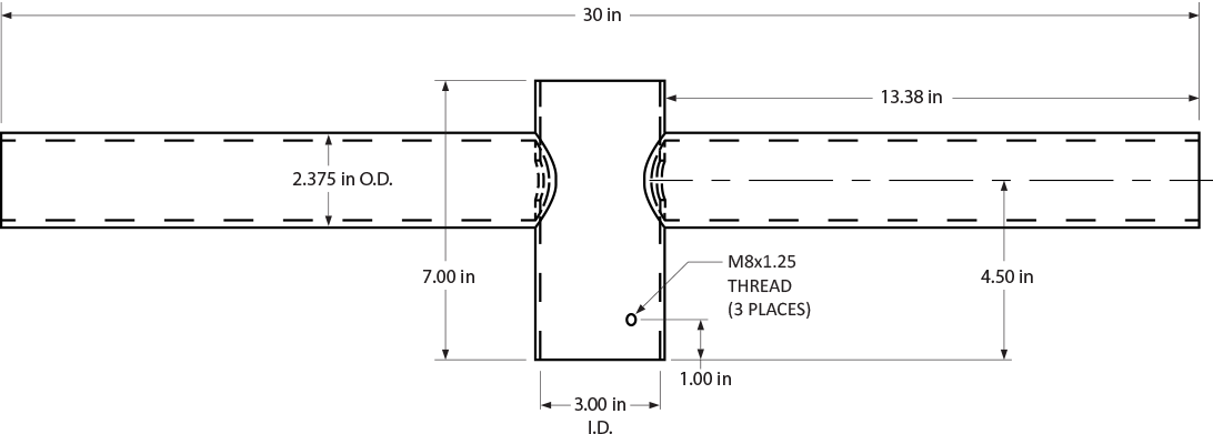 Spoke Bracket with 2 Arms at 180 Degrees