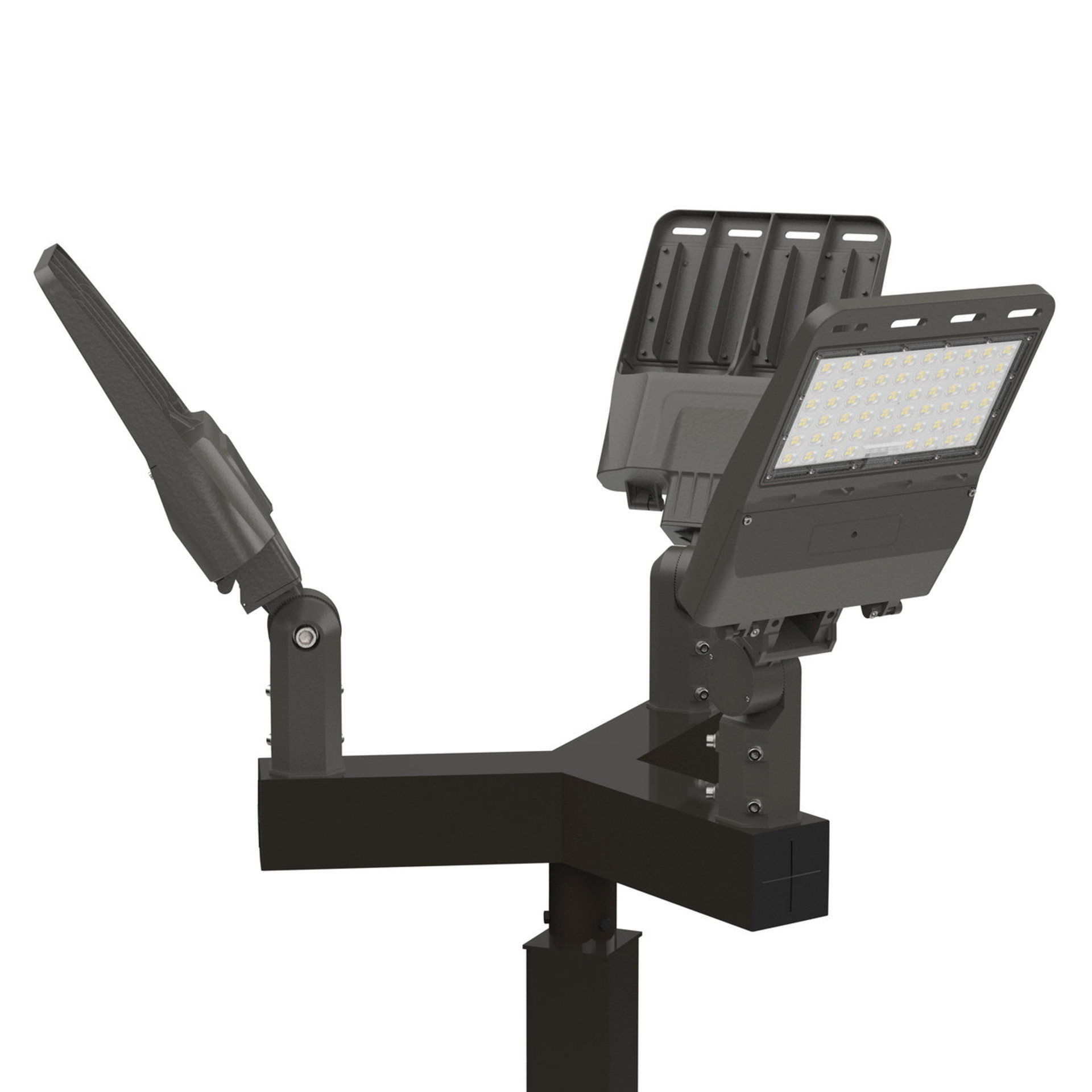 Light Pole Kit with Three Adjustable LED Lights, Selectable Wattage 100