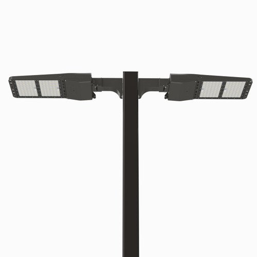 Light Pole Kit with Four Adjustable LED Lights, Selectable Wattage  185/240/300 & Color Temperature, 20-30 Foot Pole Height Options