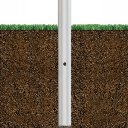 12 Foot Above Grade Round Tapered Direct Burial Aluminum Light Pole, Brushed Natural Aluminum Finish, Quick Ship