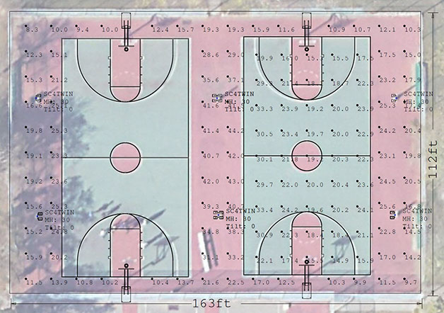 Basketball Lighting ies lighting calculations