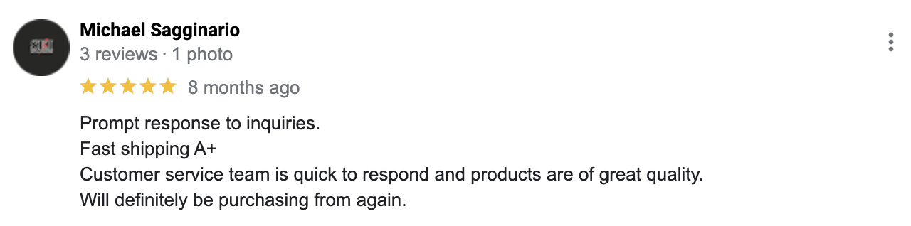 Reviews Referring to how fast LightMart Delivers