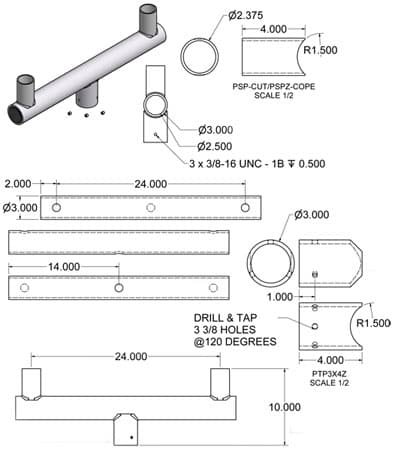 Bullhorn Bracket 10048 Dimensional Drawing