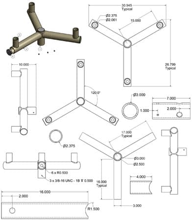 Bullhorn Bracket 10051 Dimensional Drawing