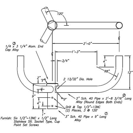 Bullhorn Bracket A10064 Dimensional Drawing