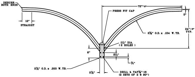 Upsweep Bracket BRU62 Dimensional Drawing
