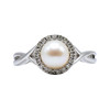 10K White Gold Diamond and Pearl Ring 
