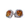  14K White Gold Citrine and Diamond Earrings 