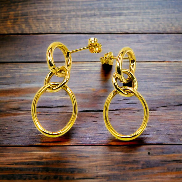  14K Gold Interlocking Hoop Earrings 