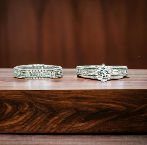  14K White Gold Wedding Set 