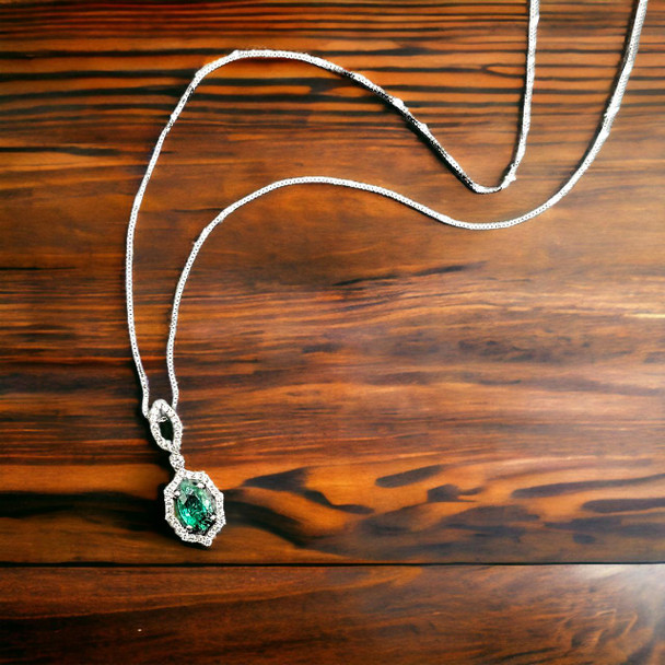  14K Diamond and Emerald Necklace 
