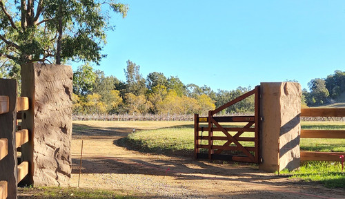 Double Ranch Gates - Sandstone posts