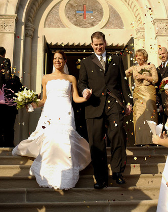 Christina and Dennis' Rose Petal Toss
