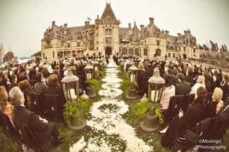 Asley & Clay's Wedding Aisle with Flyboy Naturals Ivory Peony Petals at the Biltmore Estate.