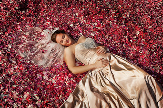 Bride & a bed of Petals