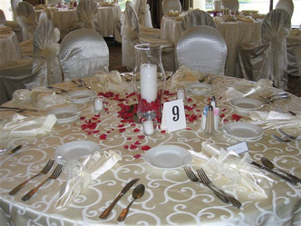 Lana & Steve's Reception Table with Rose Petals