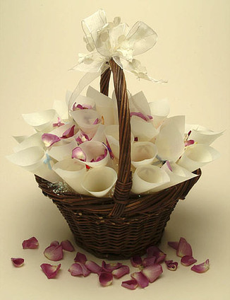 Rose Petal Cones in a basket