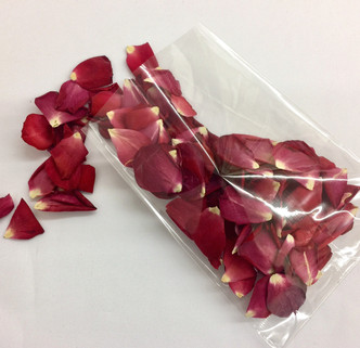One cup Falling in Love eco-friendly rose petals in cello sample bag