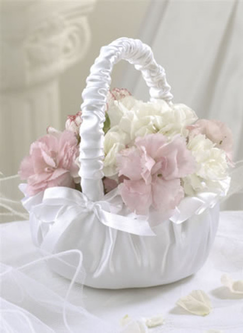 NEW! Lillian Rose Ruffled Flower Girl Basket White