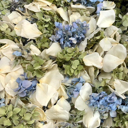 Garden Mist Blend™ Ivory Rose Petals · Blue Hydrangea · Green Hydrangea - Flyboy Naturals