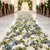 Wedding Aisle decorated with Garden Mist Blend™ Ivory Rose Petals · Blue Hydrangea · Green Hydrangea - Flyboy Naturals