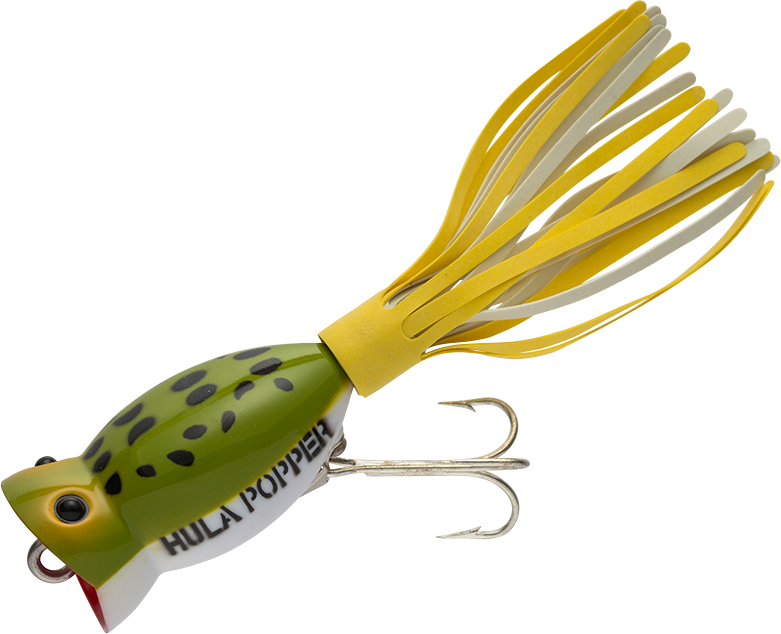 Arbogast Hula Popper G770 Frog White Belly w/ White & Yellow Skirt
