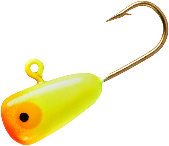 Lindy Tungsten Toad Chartreuse Glow Fishing Hook - #12 Size With 10-Degree Offset