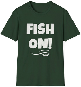 Vimage Outdoors Fishing T-Shirt: Fish On! White Text on Dark Colors Vimage Outdoors Fishing T-Shirt: Fish On! White Text on Dark Colors