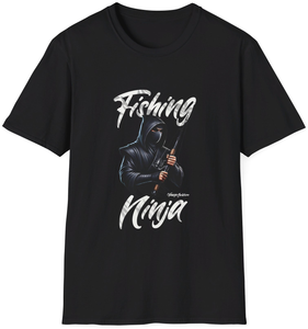 Vimage Outdoors Fishing T-Shirt: Fishing Ninja in White Text Vimage Outdoors Fishing T-Shirt: Fishing Ninja in White Text