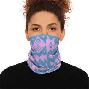 Vimage Outdoors Heavyweight Winter Neck Gaiter With Drawstring: Santa Fe in Blue and Pink Vimage Outdoors Heavyweight Winter Neck Gaiter With Drawstring: Santa Fe in Blue and Pink