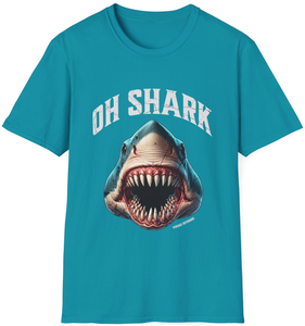 Vimage Outdoors Fishing T-Shirt: Oh Shark in White Text Vimage Outdoors Fishing T-Shirt: Oh Shark in White Text