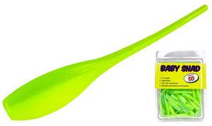 Baby Shad 2" 50pk: Green Lime Glow