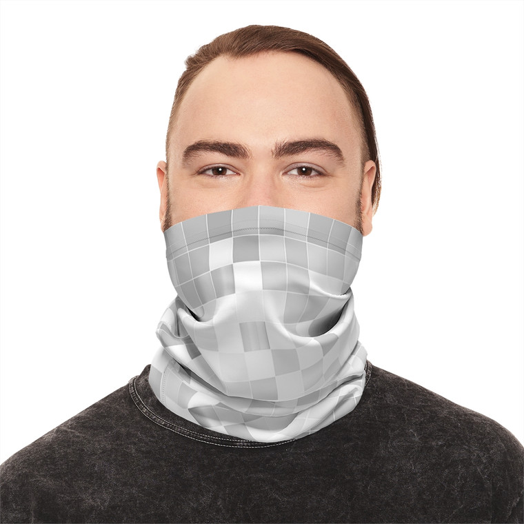 Vimage Outdoors Lightweight Summer Neck Gaiter: Light Grey Mega Pixels