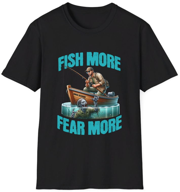 Vimage Outdoors Fishing T-Shirt: Fish More Fear More with Zombie in the Water