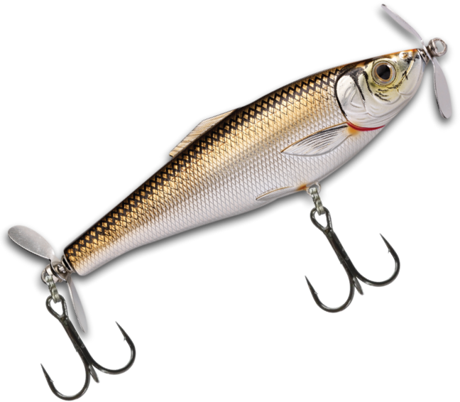 LiveTarget Blueback Herring Double Prop 3 1/2" Silver Bronze Vimage Outdoors