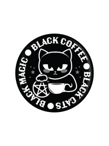 Black Cats, Coffee, Magic Badge  Black Cats, Coffee, Magic Badge