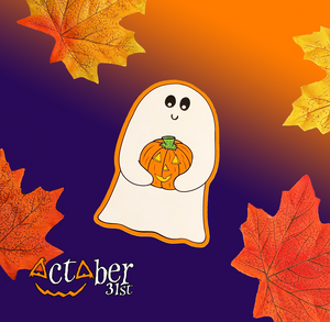 Ghost with Pumpkin Sticker Ghost with Pumpkin Sticker
