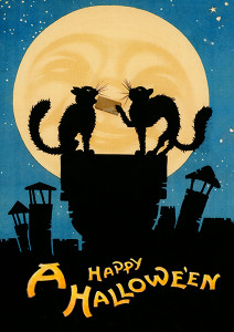 A Happy Halloween Black Cats and Moon Card A Happy Halloween Black Cats and Moon Card