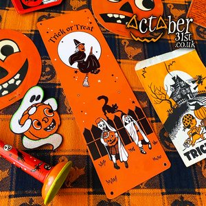 Spooked Trick or Treaters Tin Sign Spooked Trick or Treaters Tin Sign
